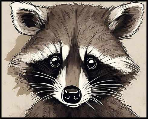 Posterizer 1 pcs- Portrait of a cute raccoon print-Art for Animal Lovers- Gift for Men Women Entrepreneur Teens-Living Room Bedroom Decor- unframe...