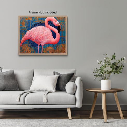 Posterizer 1 pcs- pink flamingo with mosaic style background-Art for Animal Lovers- Living Room Bedroom Decor- unframed wall art...