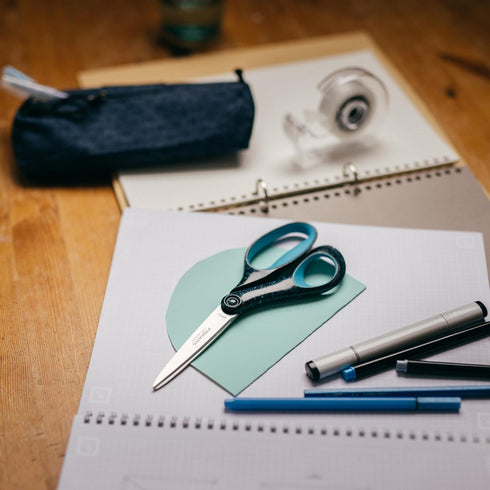 Fiskars 8" Left-Handed Softgrip Teen Scissors for Ages 15+ - Scissors for School or Crafting - Back to School Supplies - Blue Speckled...