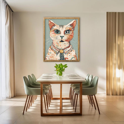 Posterizer 1 pcs- Abstract art of a white cat with clothes on-Art for Animal Lovers-Abstract & Modern Art- Gift for Men Women Teens-Decor for Hom...