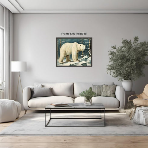 Posterizer 1 pcs-polar bear in snowy winter scene-oil painting style -2-Art for Animal Lovers-Landscape & Nature Art-Decor for Home & Office- unfr...