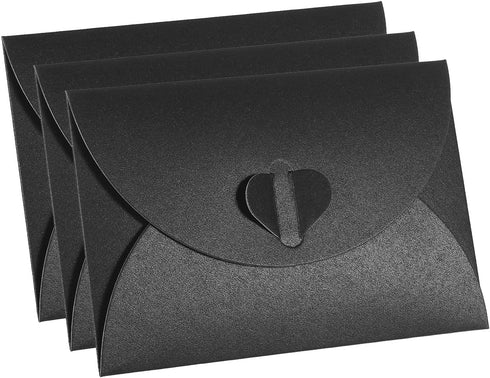 PATIKIL Gift Card Envelopes, 36 Pack Heart Shaped Clasp Small Gift Cards Holder Mini Envelope for Birthdays Weddings, Black...