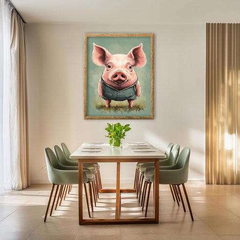 Posterizer 1 pcs- Cute funny pig with clothes on-Art for Animal Lovers-Abstract & Modern Art- Gift for Men Women Entrepreneur Teens-Decor for Home...