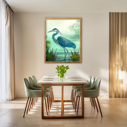 Posterizer 1 pcs-detailed depiction of a blue heron bird -2-Art for Animal Lovers Gift for Art Lovers Decorations for Bedroom, Office, Living Room...