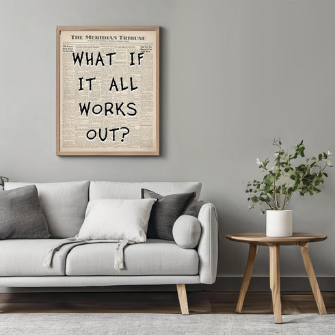 Posterizer 1 pcs-Retro Dictionary print-What if it all works out?-Quotes and Poems-Motivational & Inspirational Art-Decor for Home & Office- unfra...