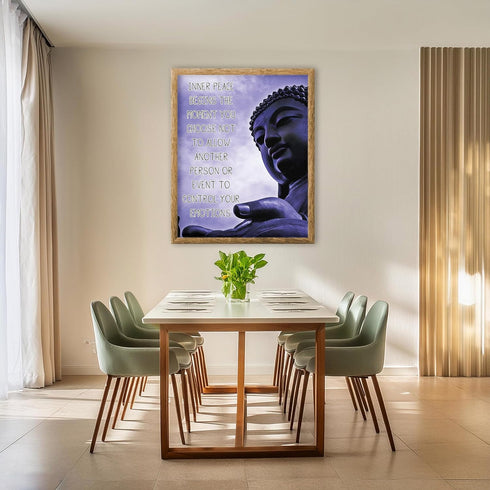 Posterizer 1 pcs-Inner Peace-Buddha Meditation Zen Decor-Quotes-Motivational & Inspirational Art-Gift For Buddhism Meditation philosophy Fans- unf...