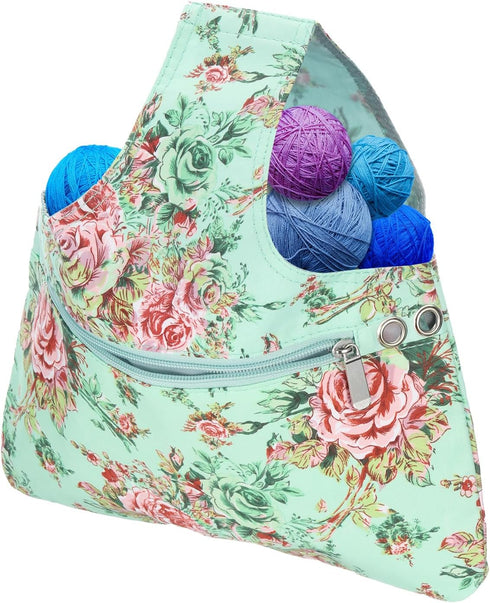 PATIKIL Yarn Storage Bag, Portable Crochet Knitting Bag Case Skein Ball Holder Organizer Crocheting Tote Wrist Bag for Sewing Craft Projects, Oran...