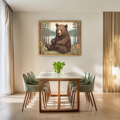 Posterizer 1 pcs- Cute bear sitting on the ground in nature-Art for Animal Lovers-Landscape & Nature Art- Gift for Men Women Teens-Living Room Be...