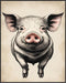 Posterizer 1 pcs- Cute white pig with a white background-Art for Animal Lovers-Abstract & Modern Art- Gift for Men Women Teens-decor for Bedroom, ...