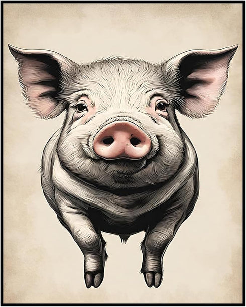 Posterizer 1 pcs- Cute white pig with a white background-Art for Animal Lovers-Abstract & Modern Art- Gift for Men Women Teens-decor for Bedroom, ...