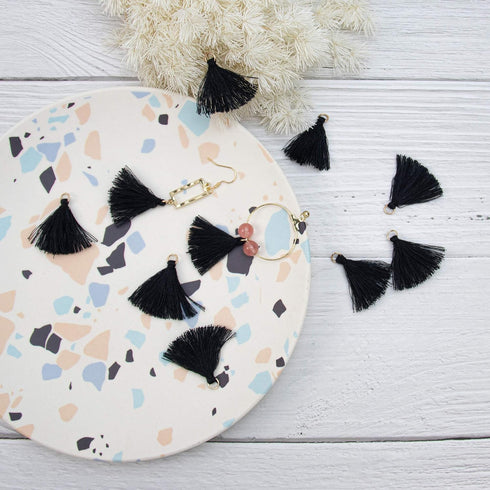 AUEAR, 100 Pieces Mini Black Tassel Charms Small Craft for Earring Jewelry Making Bookmark Keychain DIY Decoration Supplies...