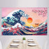 Ocean Wave Tapestry Japanese Kanagawa Backdrop Great Wave Tapestry Cherry Blossom Nature Sunset Background Wall Hanging Banner for Japanese Party ...