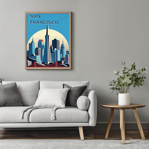 Posterizer 1 pcs-travel poster-United states-San Francisco-Adventure Wall Art Gift for Men Women Entrepreneur Teens Decor for Home & Office- unf...