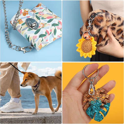 LEOBRO Keychain, 40PCS Key Rings and Keychain Clip, Lobster Claw Clasps, Key Chain Ring and Keychain Hooks, Keychain Rings for Crafts, Keychain Ma...