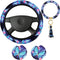 Butterfly Steering Wheel Cover Women Car Accessories Set with Car Cup Pad and Keyring Bracelet Butterflies Design Comfort Grip Steering Wheel Cove...