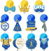 30 Pieces Mr Onederful Boys 1st Birthday Decorations, Blue and Gold Baby 1st Birthday Party Hanging Foil Swirls Ceiling Mustache Toppers Sign Deco...
