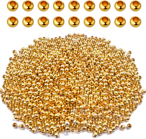 Aylifu Crimp Beads 3mm, 1000 Pieces Stopper Beads Metal Bead Spacers for DIY Bracelet Jewelry Making, Gold...