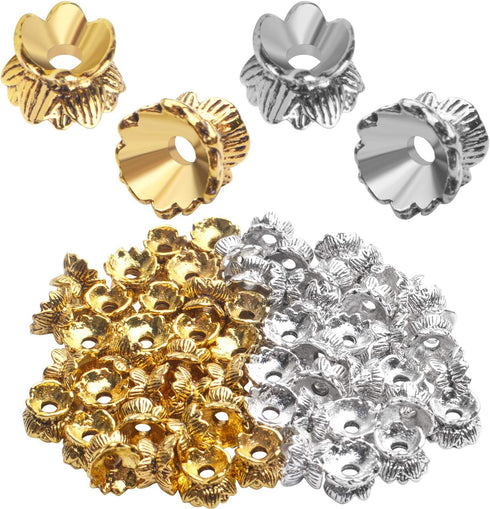 Lotus Form 60PCS Double End Flower Bead Spacer Caps, Antique Alloy Jewelry Caps for Bracelet, Necklace, Earring Crafts Making...