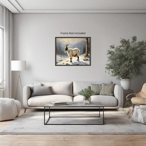 Posterizer 1 pcs-goat in snowy winter nature-oil painting style 7-Art for Animal Lovers-Landscape & Nature Art-Decor for Home & Office- unframed w...