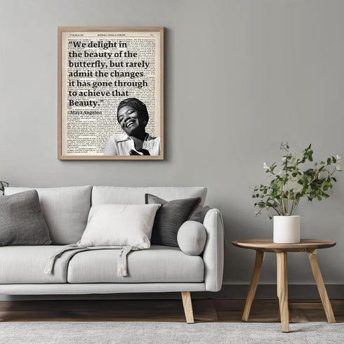 Posterizer 1 pcs-We Delight in the Beauty-Maya Angelou-Quotes-Afro-American Art Collection- Living Room Bedroom Decor- unframed wall art...