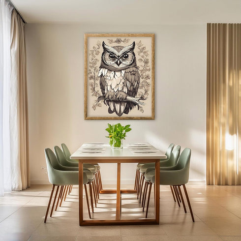 Posterizer 1 pcs- Black and white art of an owl on a tree-Art for Animal Lovers- Gift for Men Women Entrepreneur Teens-decor for Bedroom, Office, ...