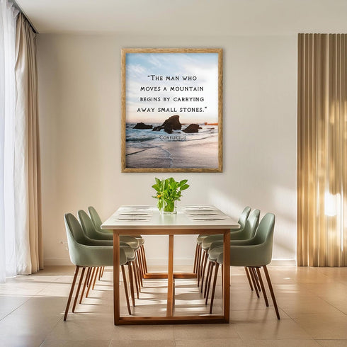 Posterizer 1 pcs-The Man Who Moves a Mountain-Confucius-Philosophy-Spiritual Quotes-Motivational & Inspirational Art-Gift For Buddhism Meditation ...