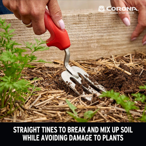 Corona CT3374 CT 3374 Premium Stainless Steel ComfortGEL Garden Fork, Red...