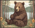 Posterizer 1 pcs- Cute bear sitting on the ground in nature-Art for Animal Lovers-Landscape & Nature Art- Gift for Men Women Teens-Living Room Be...