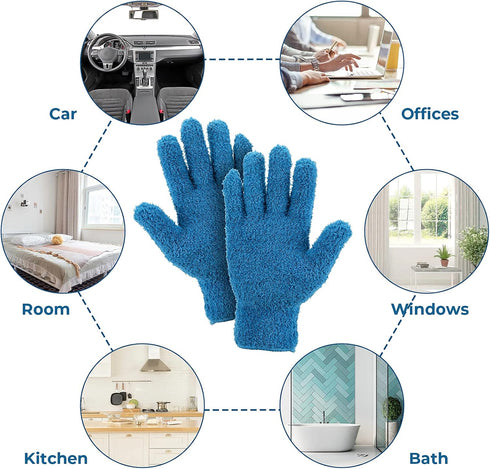 2 Pairs Microfiber Gloves Household Cleaning Gloves Plant Dusting Gloves Washable Reusable Mittens Gloves for Plants House Cars Blinds Dusting Fur...