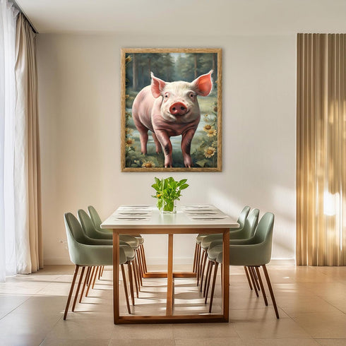 Posterizer 1 pcs- A pig in the middle of jungle with yellow flowers-Art for Animal Lovers-Landscape & Nature- Gift for Men Women Teens-Decor for B...