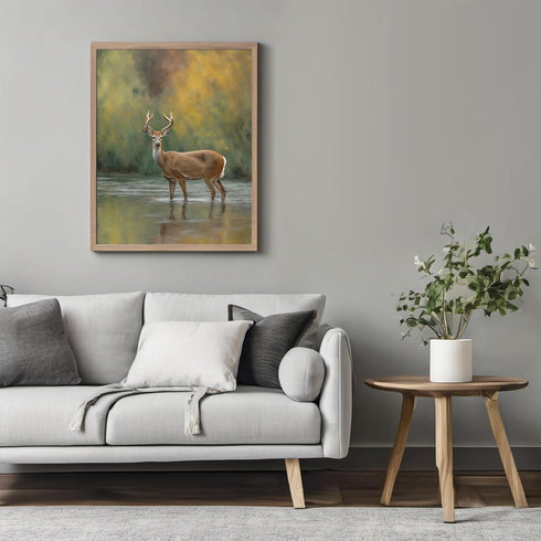 Posterizer 1 pcs- Oil painting style print of a deer-Art for Animal Lovers-Landscape & Nature Art- Gift for Men Women Entrepreneur Teens-Living Ro...
