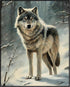 Posterizer 1 pcs-gray wolf in snowy wintery nature-oil painting style -8-Art for Animal Lovers-Landscape & Nature Art-Decor for Home & Office- unf...
