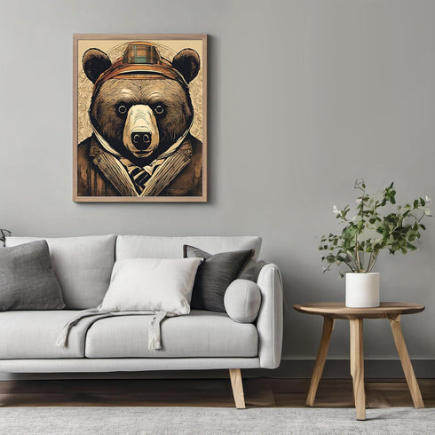Posterizer 1 pcs-angry bear in work clothes-abstract art 1-Art for Animal Lovers-Abstract & Modern Art-Decor for Home & Office- unframed wall art...
