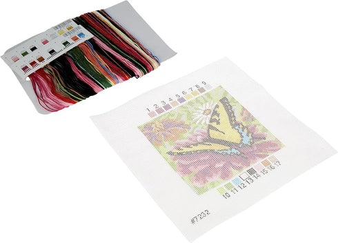 Dimensions 07232 Butterfly and Zinnias Nature Needlepoint Kit, 5" W x 5" H...