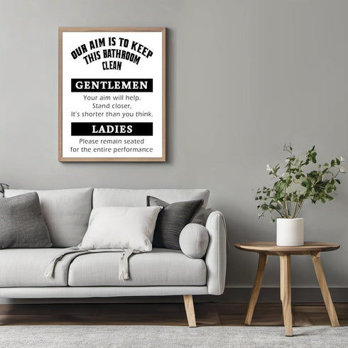 Posterizer 1 pcs-Our Aim is to Keep This Bathroom Clean-Quotes- Gift for Men Women Entrepreneur Teens- Bathroom, restroom Decor- unframed wall art...
