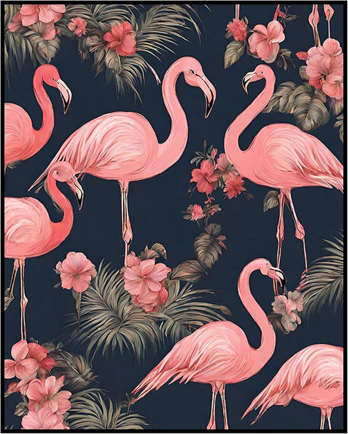 Posterizer 1 pcs-abstract retro design of flowers and flamingo 6-Art for Animal Lovers-GIft for Men Women Teens-Decor for Home & Office- unframed ...