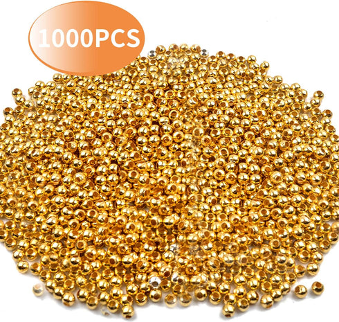 Aylifu Crimp Beads 3mm, 1000 Pieces Stopper Beads Metal Bead Spacers for DIY Bracelet Jewelry Making, Gold...