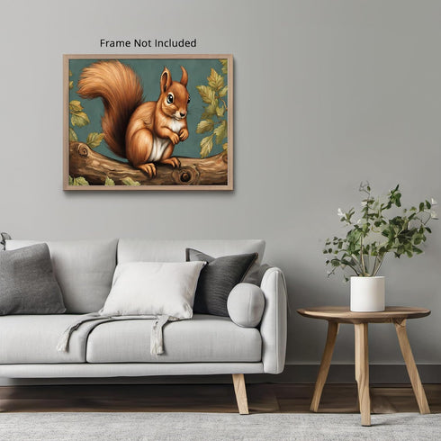 Posterizer 1 pcs- Cute squirrel on the tree, oil painting style-Art for Animal Lovers- Gift for Men Women Entrepreneur Teens-Living Room Bedroom D...
