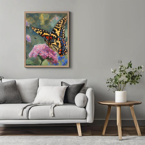 Posterizer 1 pcs- A butterfly sitting on a wild pink flower-Art for Animal Lovers-Floral Botanical Art-Gift for Men Women Entrepreneur Teens-Livin...