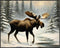 Posterizer 1 pcs-beautiful moose in snowy winter nature 3-Art for Animal Lovers-Landscape & Nature Art-Decor for Home & Office- unframed wall art...
