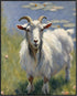 Posterizer 1 pcs- Oil painting style print of a white goat-Art for Animal Lovers-Floral Botanical Art- Gift for Men Women Entrepreneur Teens-Livin...