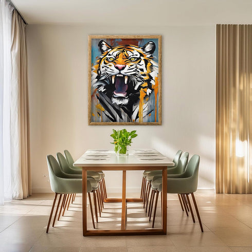 Posterizer 1 pcs- wild beautiful angry tiger showing teeth-Art for Animal Lovers-Gift for Art Lovers-Living Room Bedroom Decor- unframed wall art...
