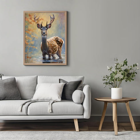 Posterizer 1 pcs- Pretty deer standing in water print-Art for Animal Lovers- Gift for Men Women Entrepreneur Teens-Living Room Bedroom Decor- unfr...