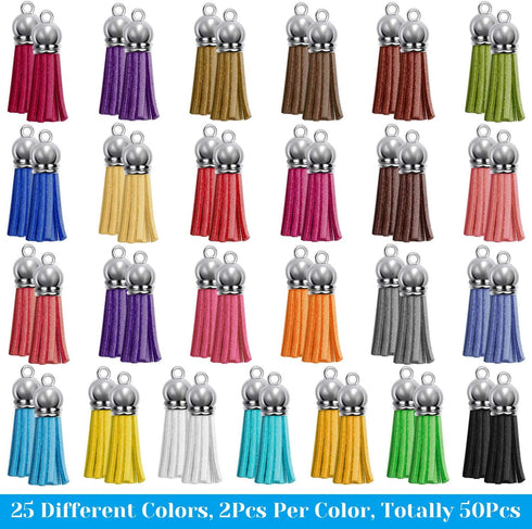Keychain Tassles, Cridoz 200pcs Bulk Keychain Rings Set Includes 50pcs Tassels for Crafts, 50pcs Key Chain Rings, 50pcs Jump Ring and 50pcs Screw ...