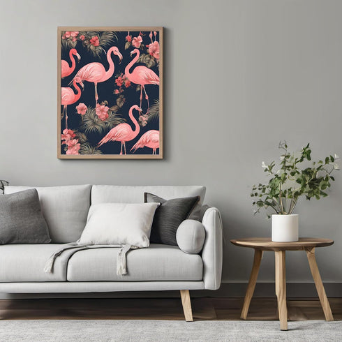 Posterizer 1 pcs-abstract retro design of flowers and flamingo 6-Art for Animal Lovers-GIft for Men Women Teens-Decor for Home & Office- unframed ...