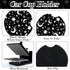 4 Pieces Black Moons White Stars Print Car Accessories Set Black Moons White Stars Steering Wheel Cover with 2 Pieces Car Cup Mats and Leather Key...