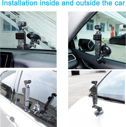 PellKing Suction Cup Mount for DJI Osmo Pocket 3,Car Windshield Window Dash Holder Kit with Expansion Adapter Accessories for DJI OSMO Pocket 3 Ca...