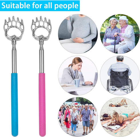 Awpeye Bear Claw Back Scratcher Extendable, Metal Portable Telescopic Backscratchers with Rubber Handled 8 Pack, Backscratcher for Men and Women...
