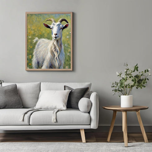 Posterizer 1 pcs- Oil painting style print of a goat-Art for Animal Lovers-Floral Botanical Art- Gift for Men Women Entrepreneur Teens-Living Room...