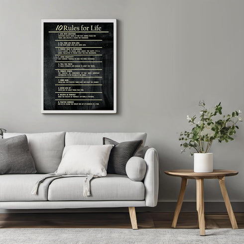 Posterizer 1 pcs-10 rules for life-daily encouraging reminders-Motivational & Inspirational Art-Workplace & Office Art-Decor for Home & Office- UN...